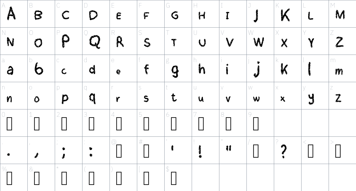 Fancy Grain font Character Map