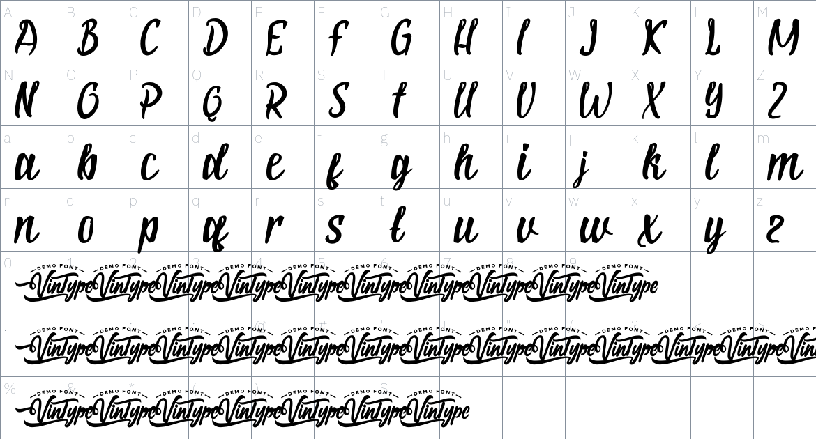 Better Sunday font Character Map