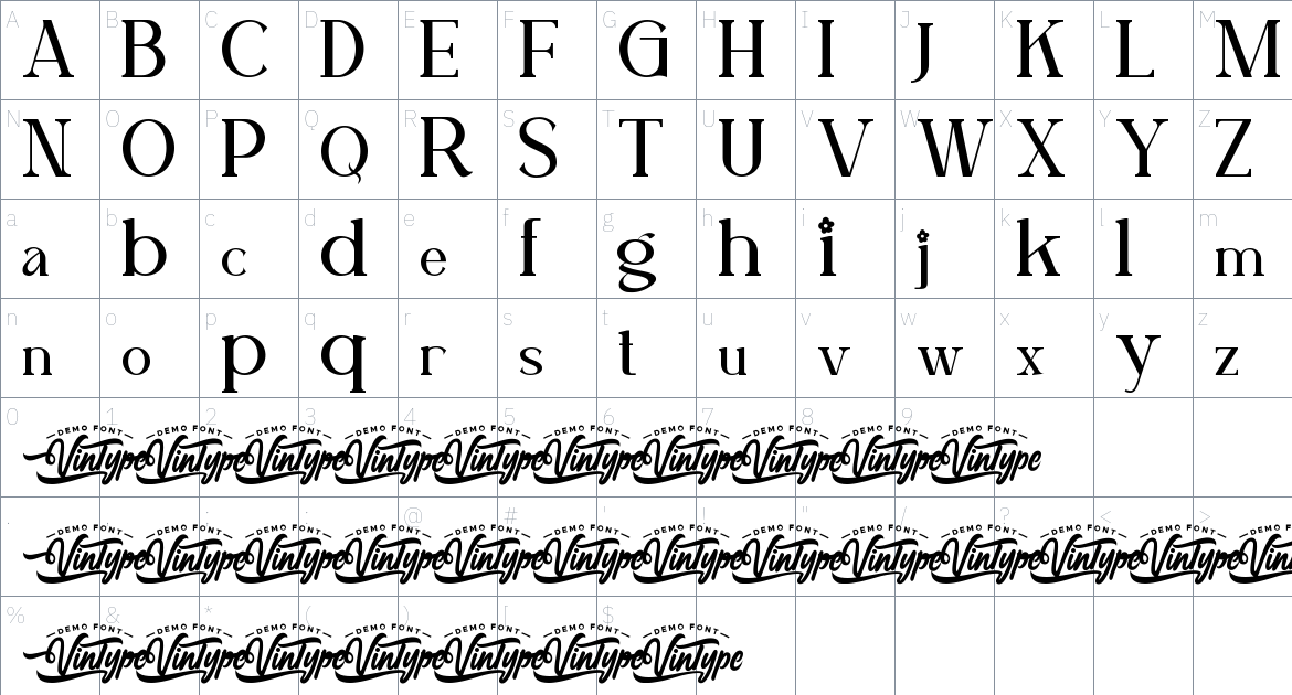 Mountain Flower font Character Map