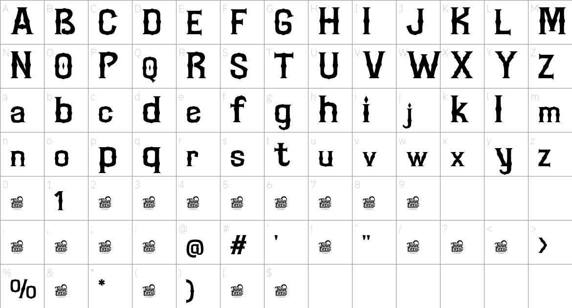 MOBLAZ Trial font Character Map