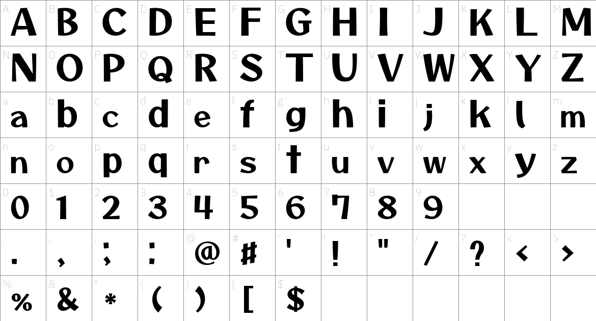 Otomanopee Font font Character Map