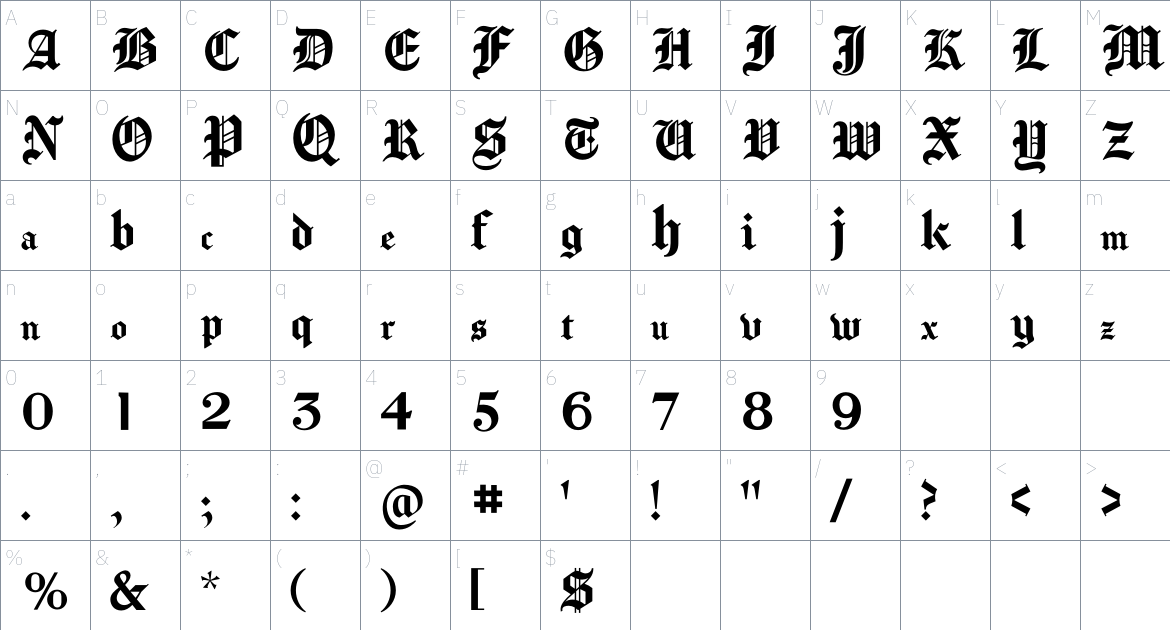 Chomsky Font font Character Map