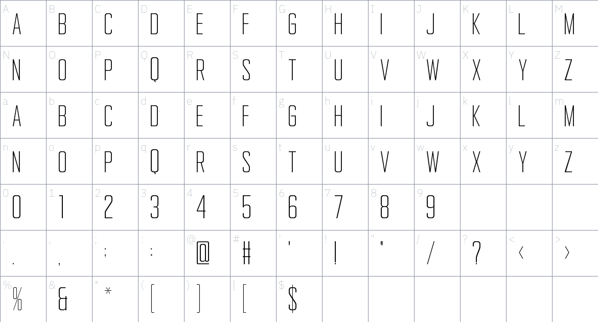 Gemsbuck 04 Light font Character Map