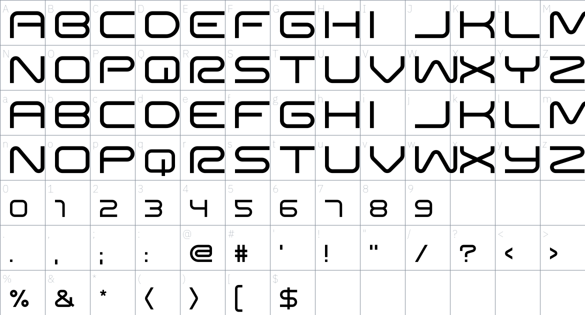 Amped font Character Map