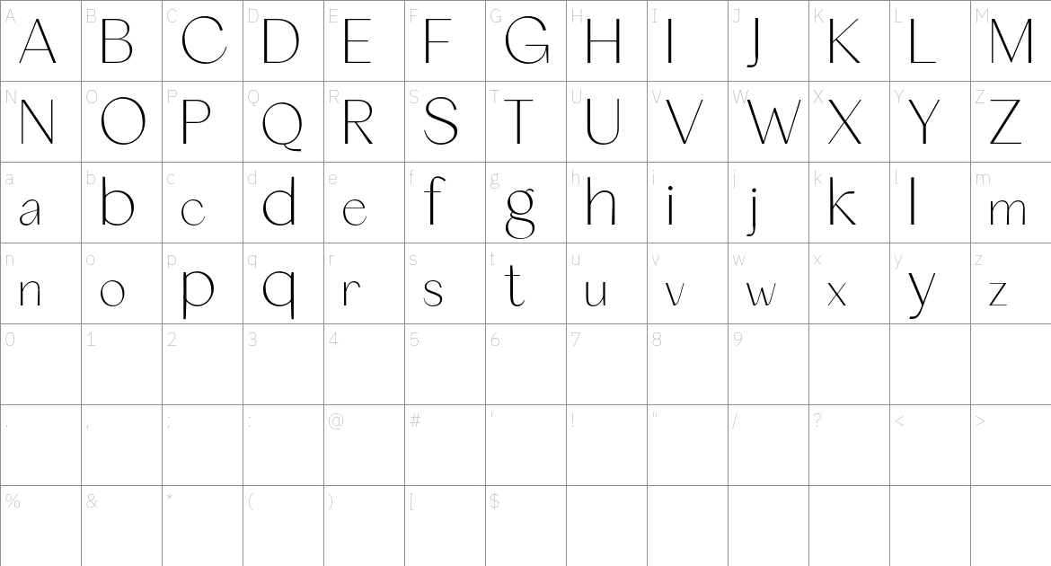 Quackey font Character Map