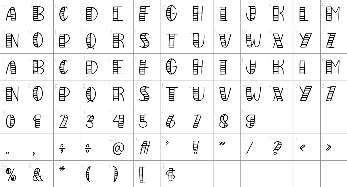 Takeme font Character Map