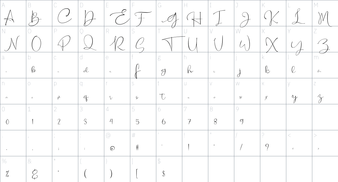 Mitogen Font Duo font Character Map