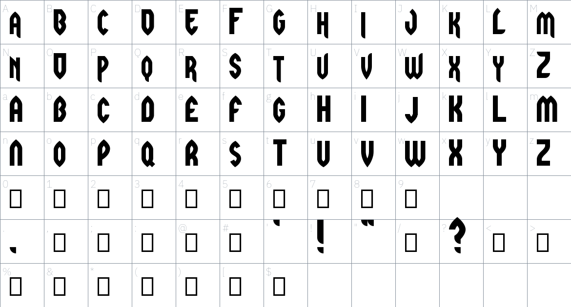 Viper Fangs Font font Character Map