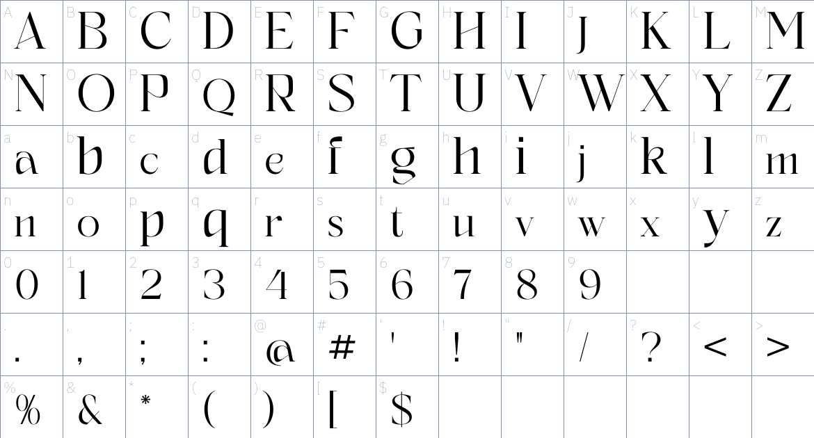 Albegos font Character Map