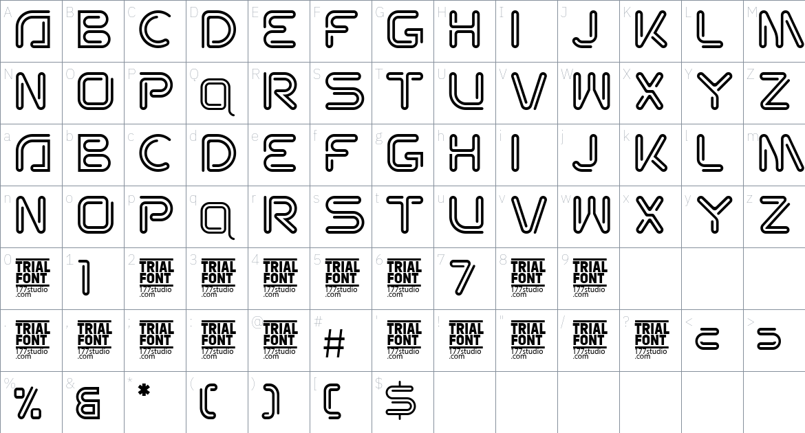 Neon World font Character Map