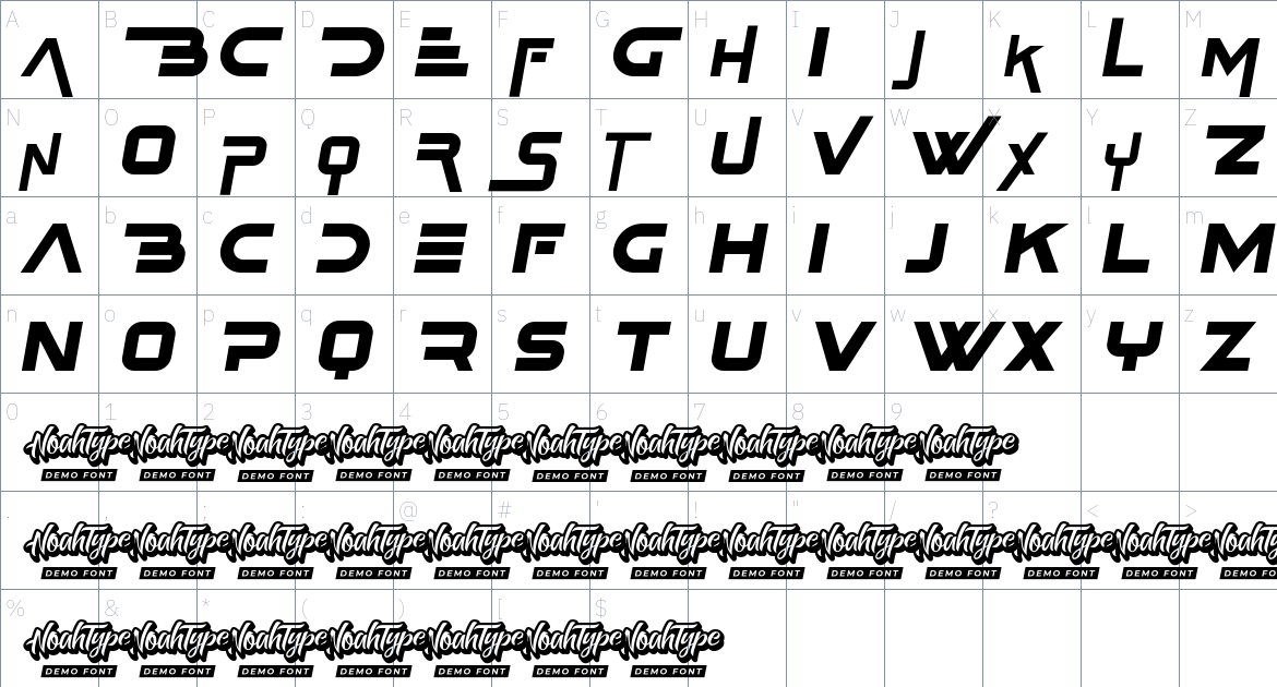 Yonder Breaks font Character Map