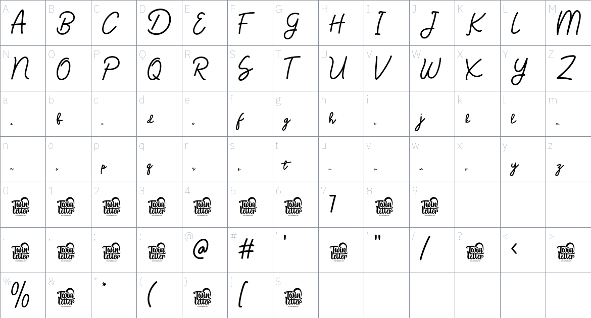 Jaboeran Trial font Character Map