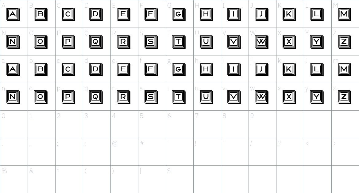 Manchester font Character Map