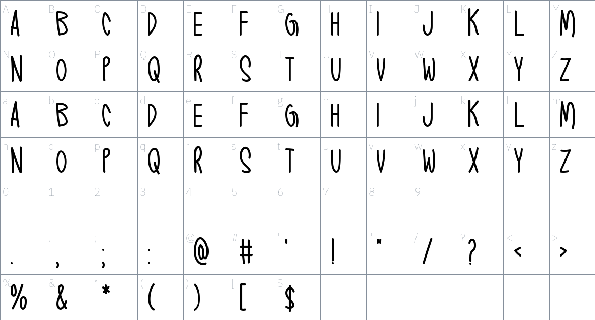 Chrimbo font Character Map