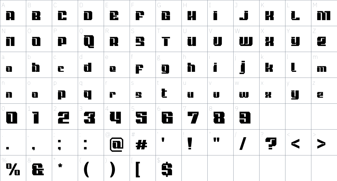 Autolink font Character Map