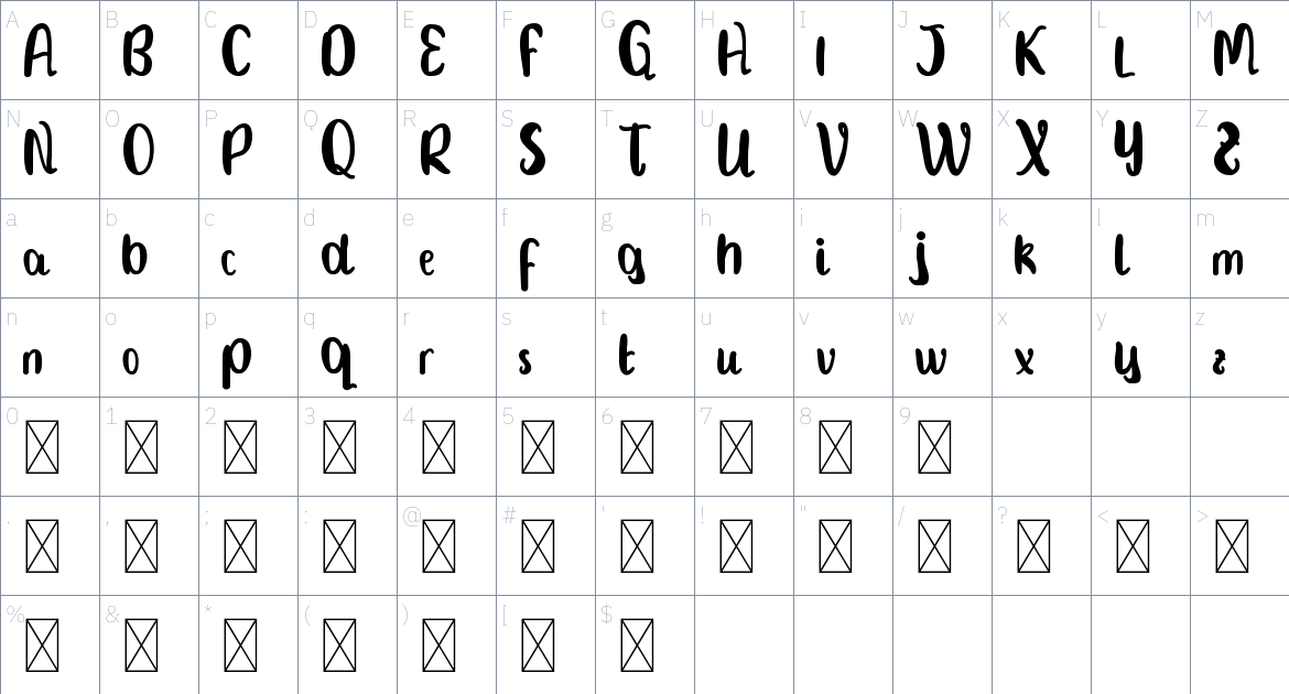 Surprisingly font Character Map