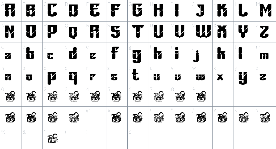 Bahiyoh font Character Map