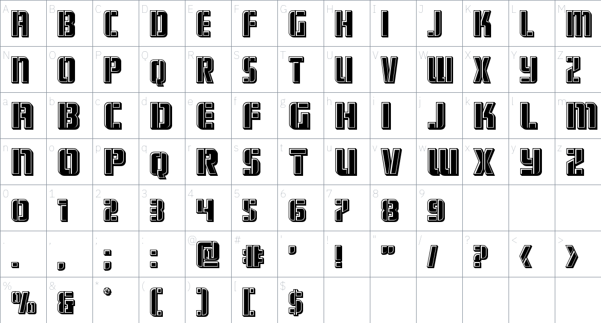 Fortune Soldier font Character Map