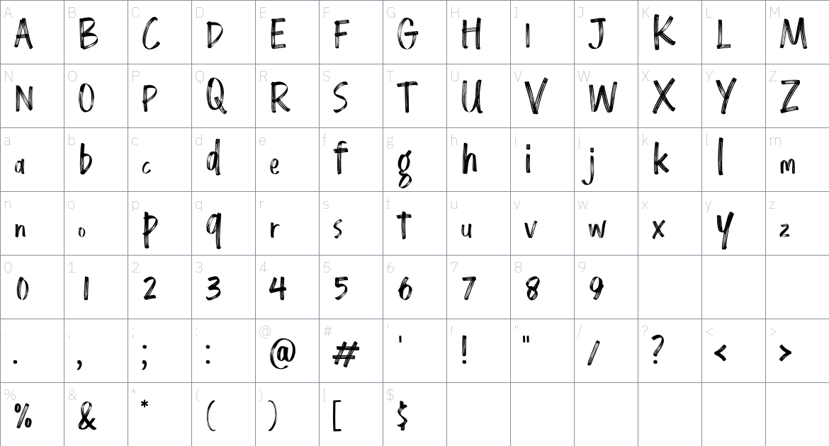 Aero Brush font Character Map