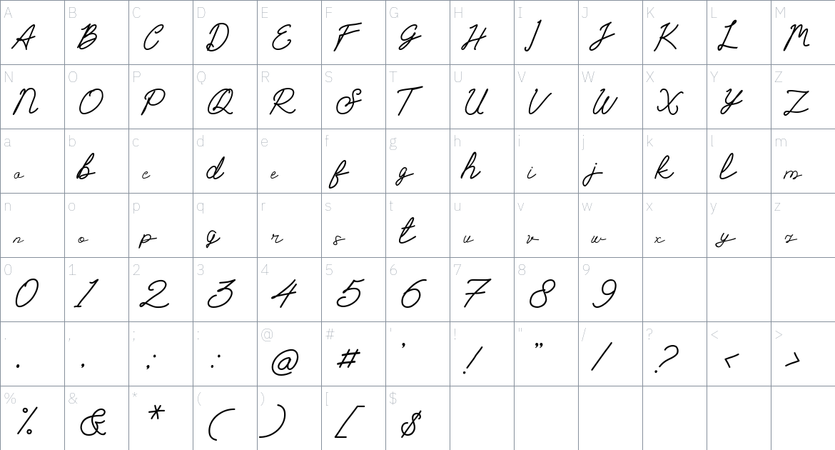 Seichy font Character Map