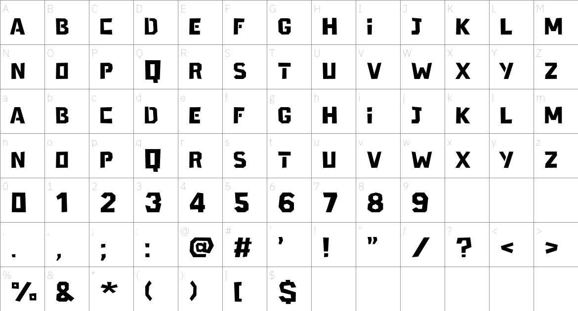 Manils Font font Character Map