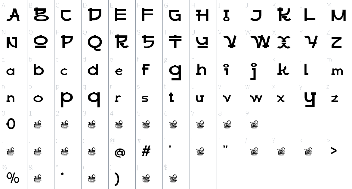 Raboan font Character Map