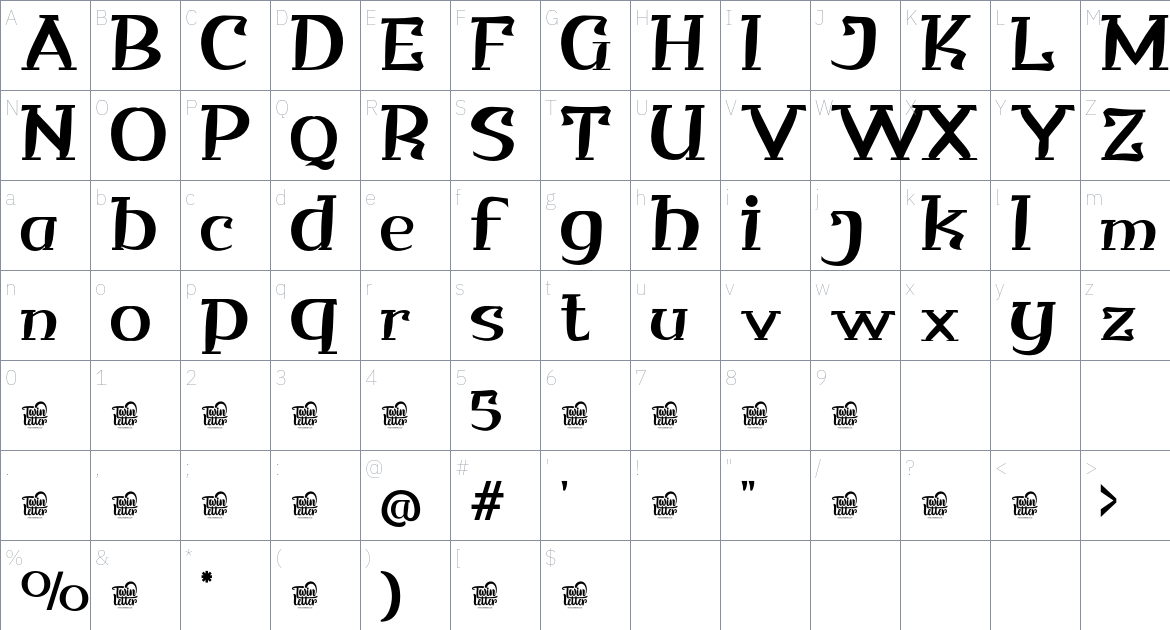 QITUEN Trial font Character Map