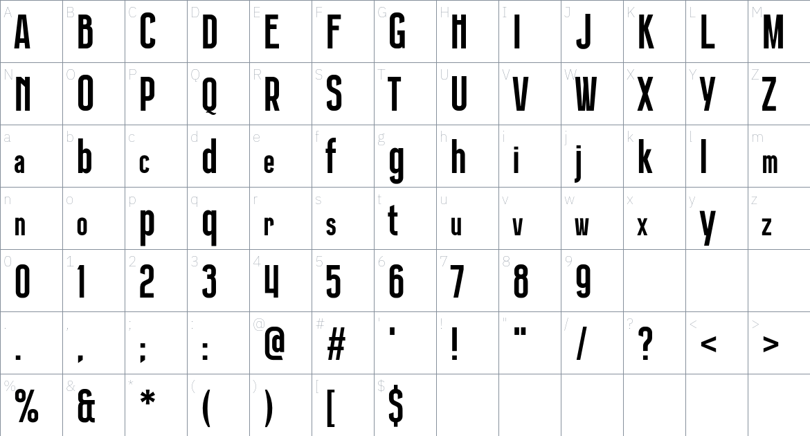 Danh Da Font font Character Map