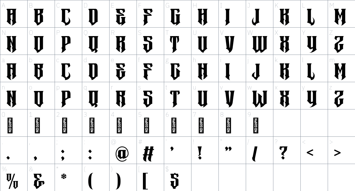 Metrim Font font Character Map