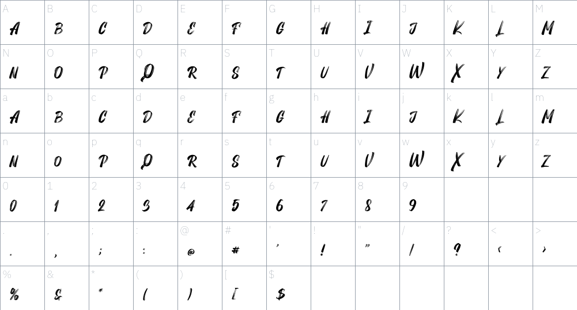 MAXIGO font Character Map