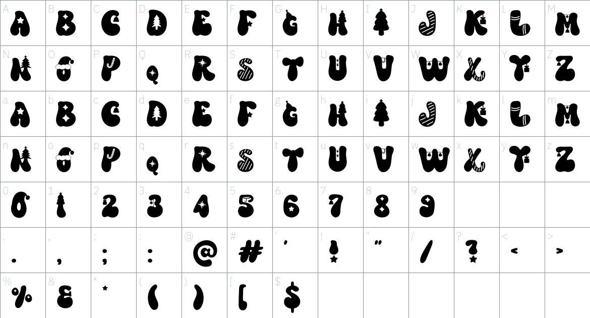 Retro Christa font Character Map