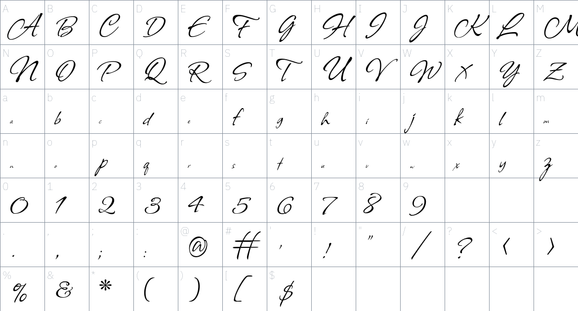 Allison Font font Character Map