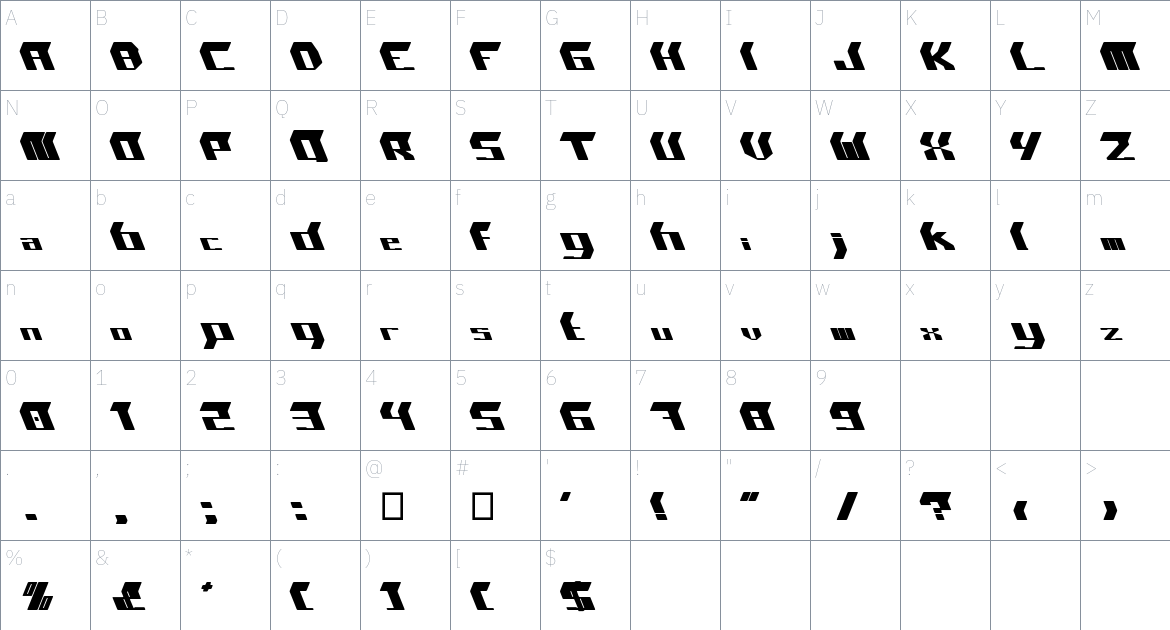 Warning Font font Character Map