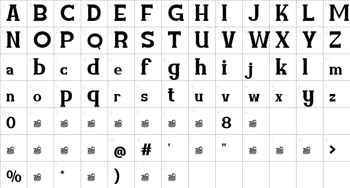 Amuttix font Character Map