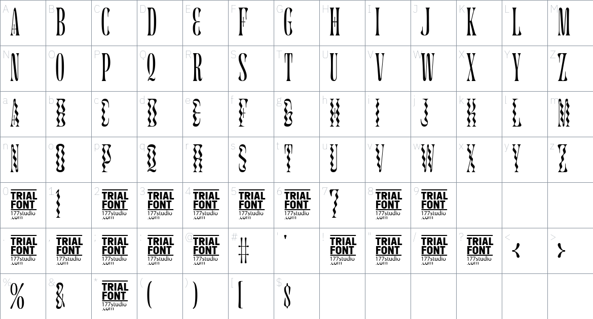 Expression font Character Map