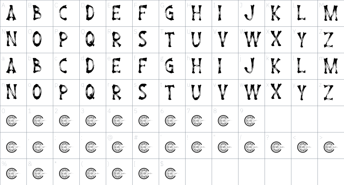 Dark Secret font Character Map