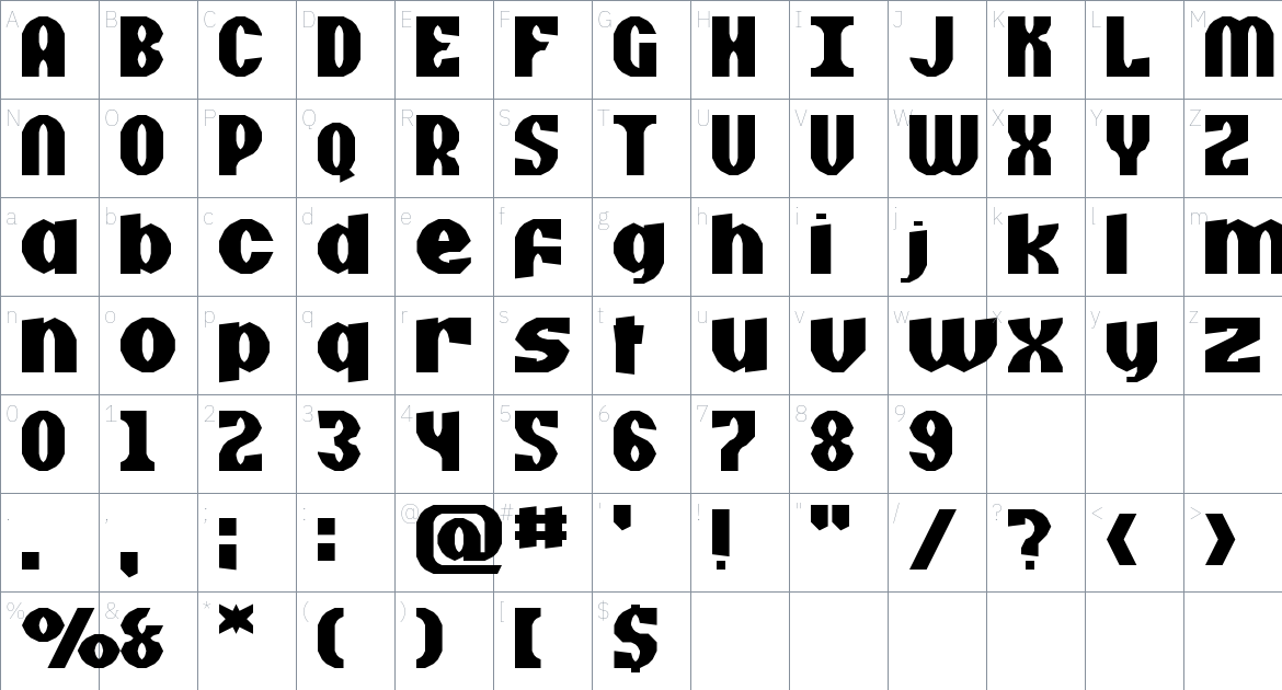 Sundowner Font font Character Map