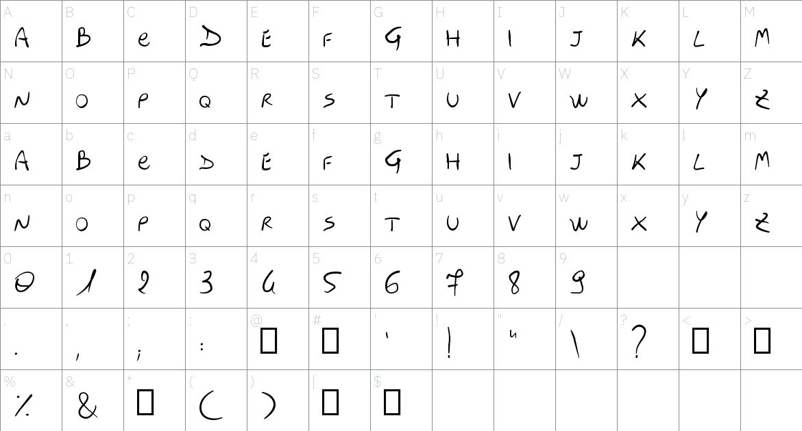 My Mummy’s Font font Character Map