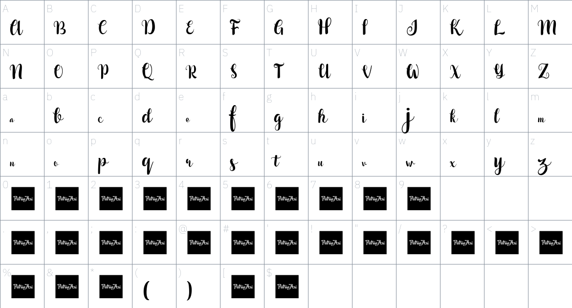 Jelantik Font font Character Map