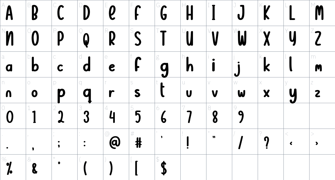 Christmas Charity font Character Map