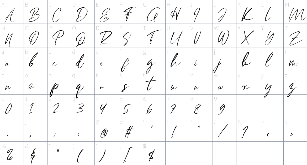 Betterfeel font Character Map