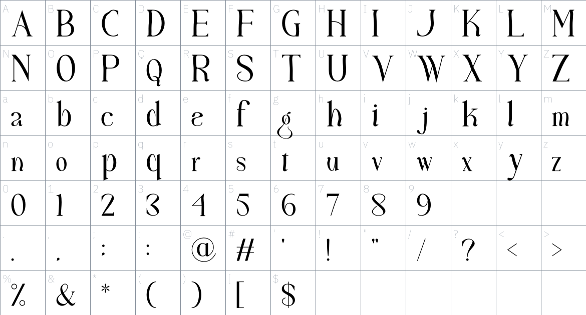 Maglift font Character Map