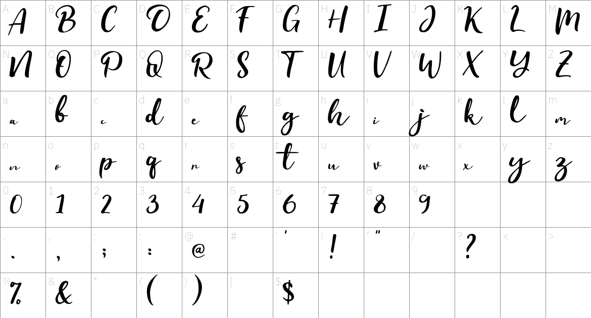 Evident Font font Character Map