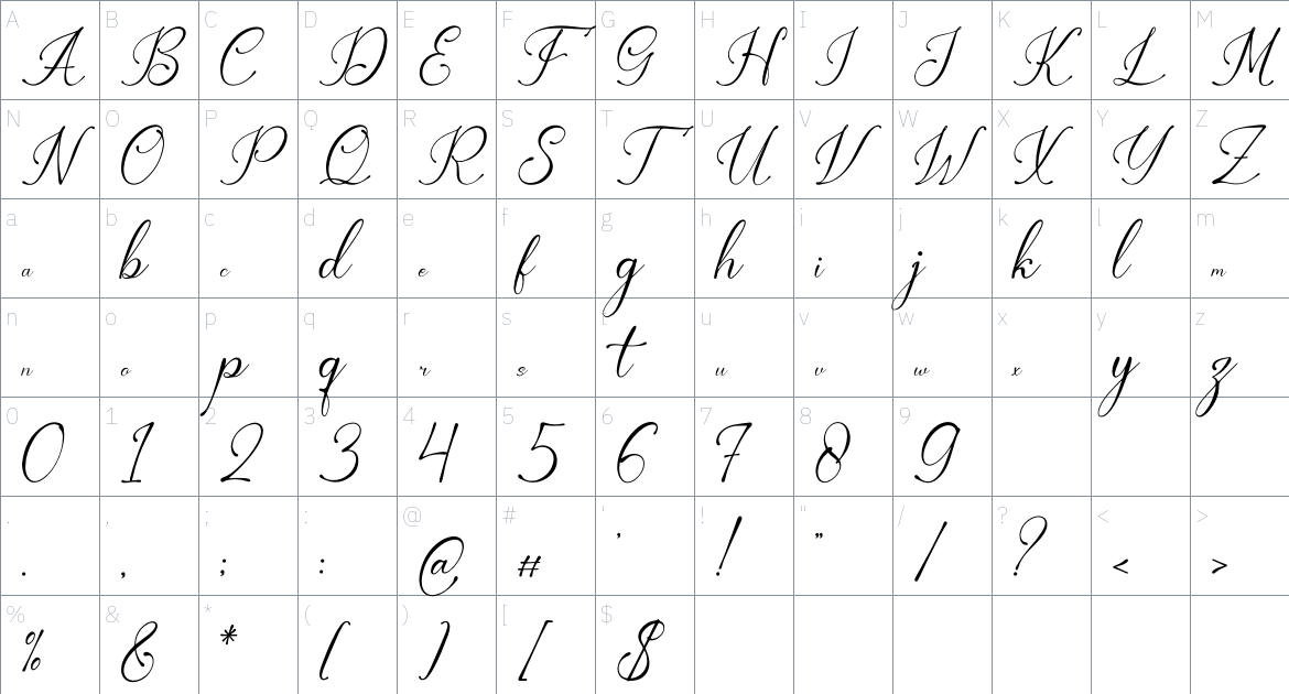 Berthaleya Ferbonitze font Character Map