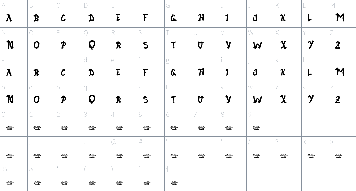 Personal Foul font Character Map