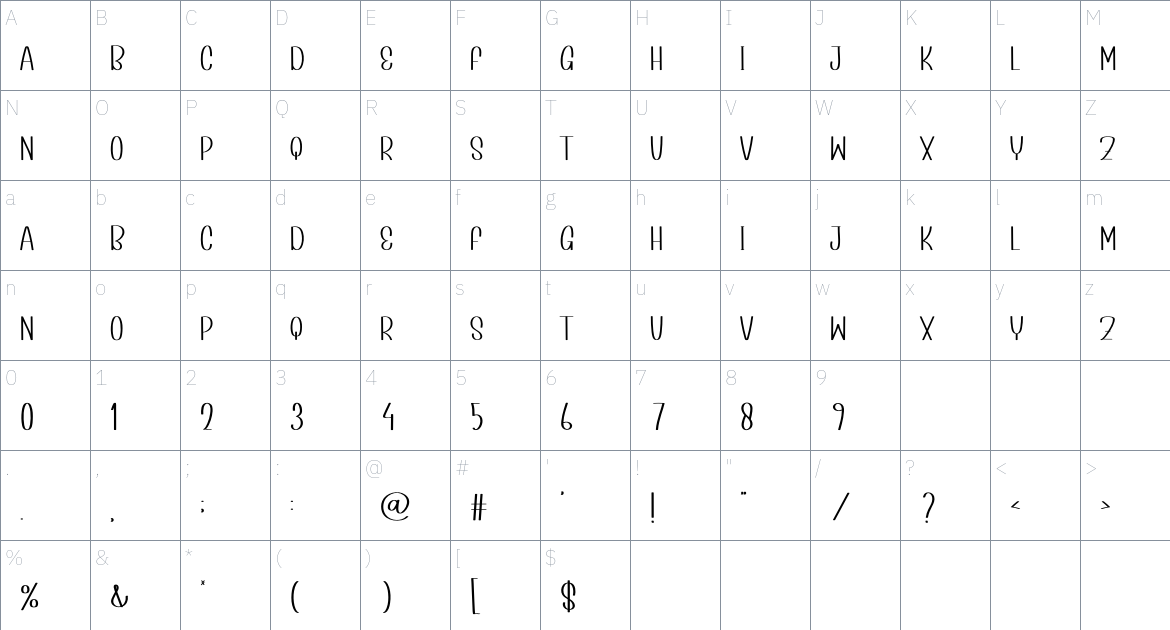 History Night font Character Map