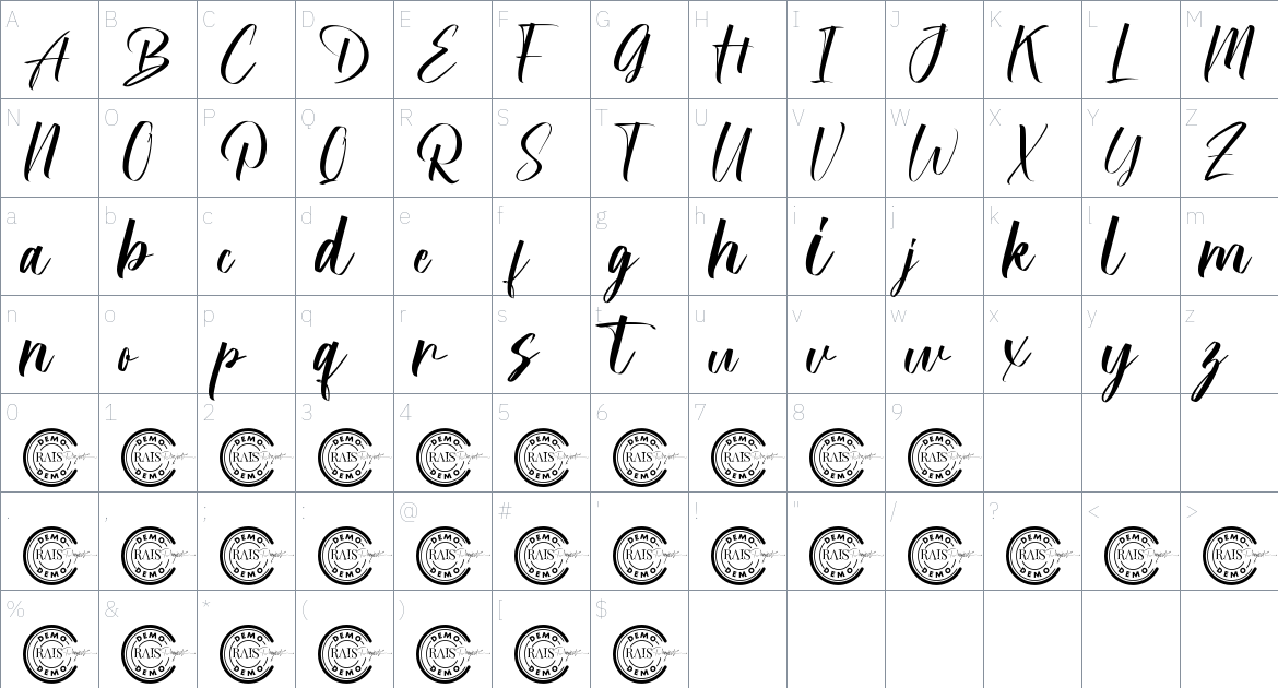 Prepare Party font Character Map