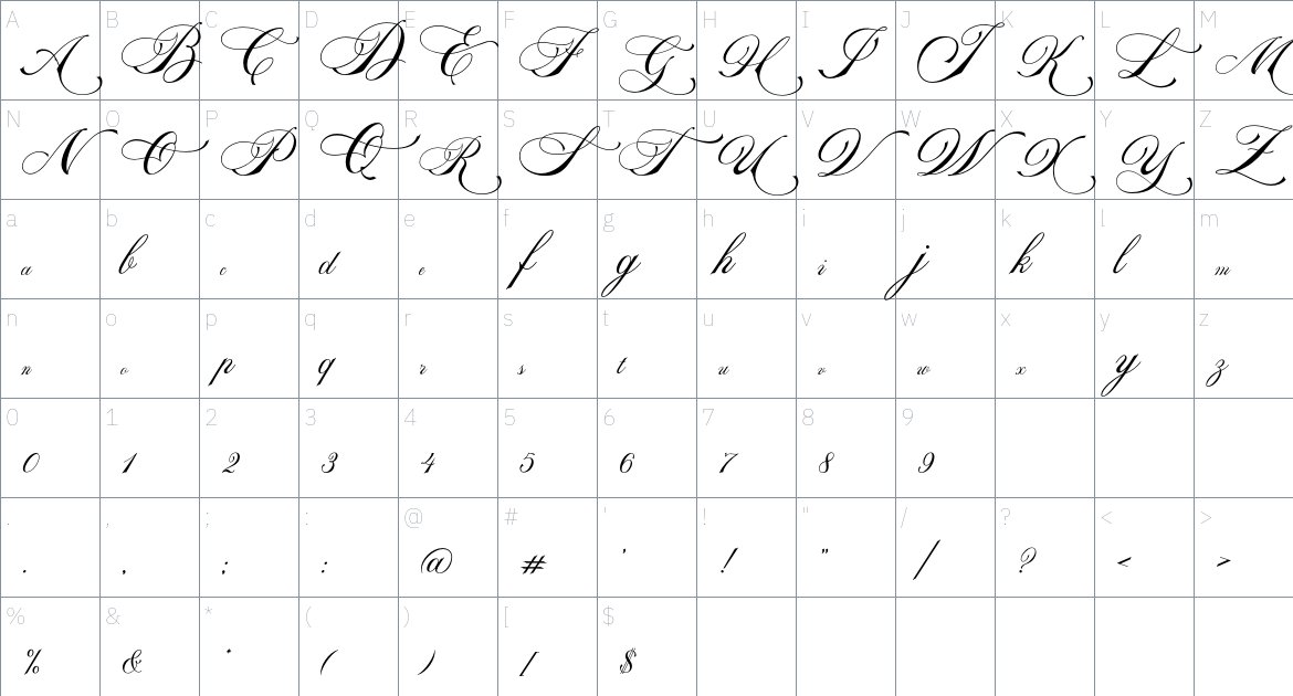 La Graziela Font font Character Map