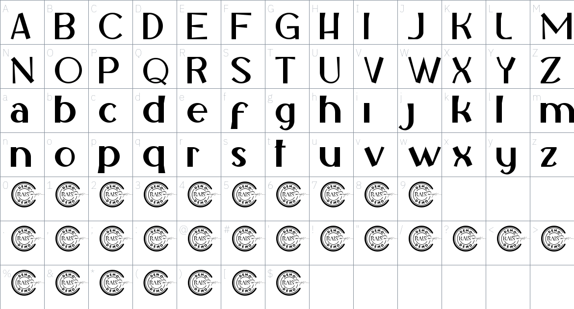 Novaleigh font Character Map