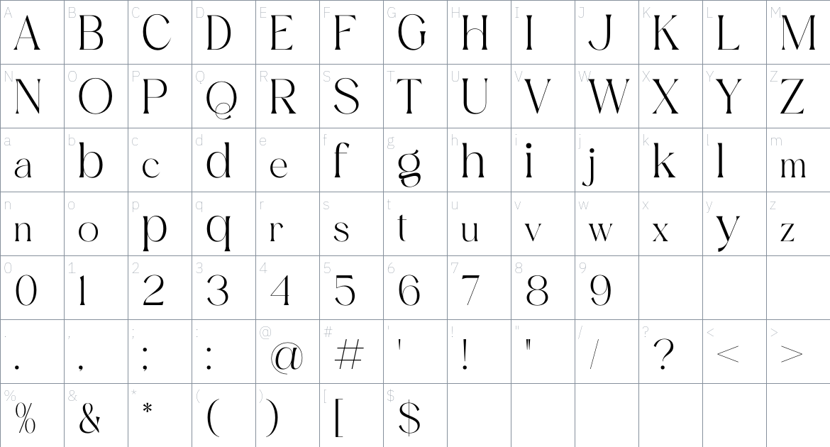 Mediga font Character Map